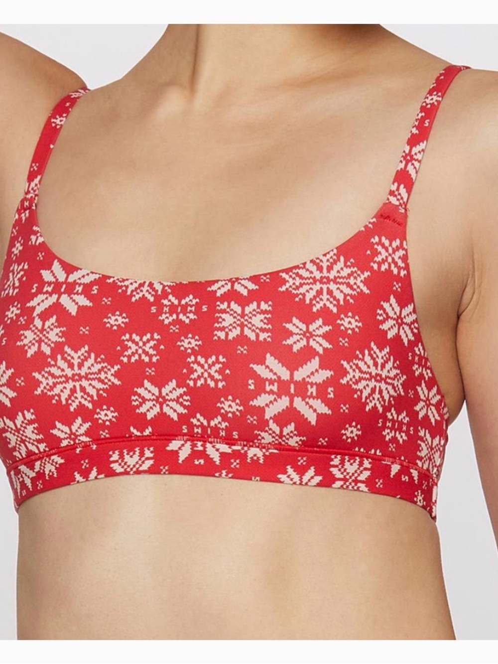 SKIMS Red & White Fits Everybody Snowflake Bralette Size S